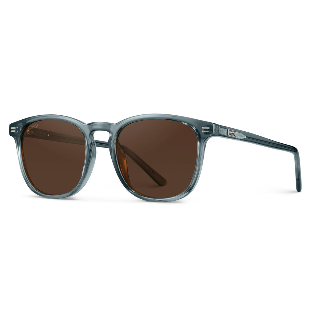 Nick Square Polarized Sunglasses: Crystal Stone Blue / Brown Lens