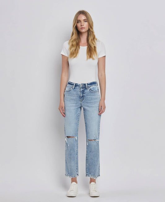 VIVID HIGH RISE DISTRESSED JEANS