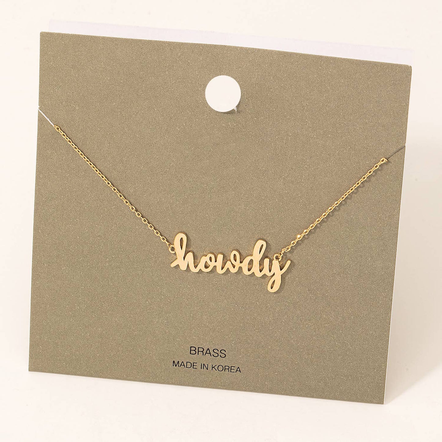 Handwritten Howdy Print Necklace White Gold