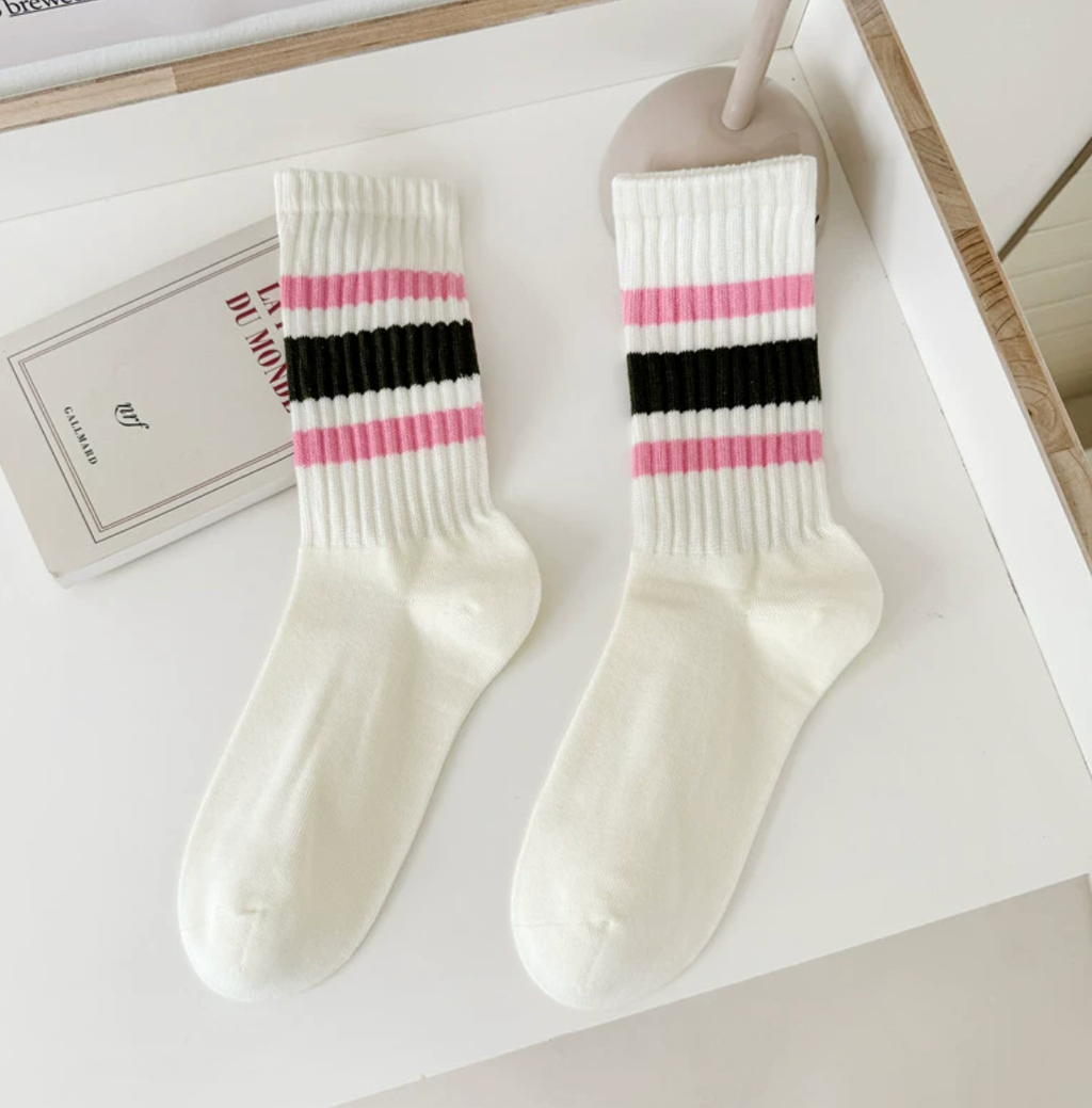 Retro Striped Ribbed Socks