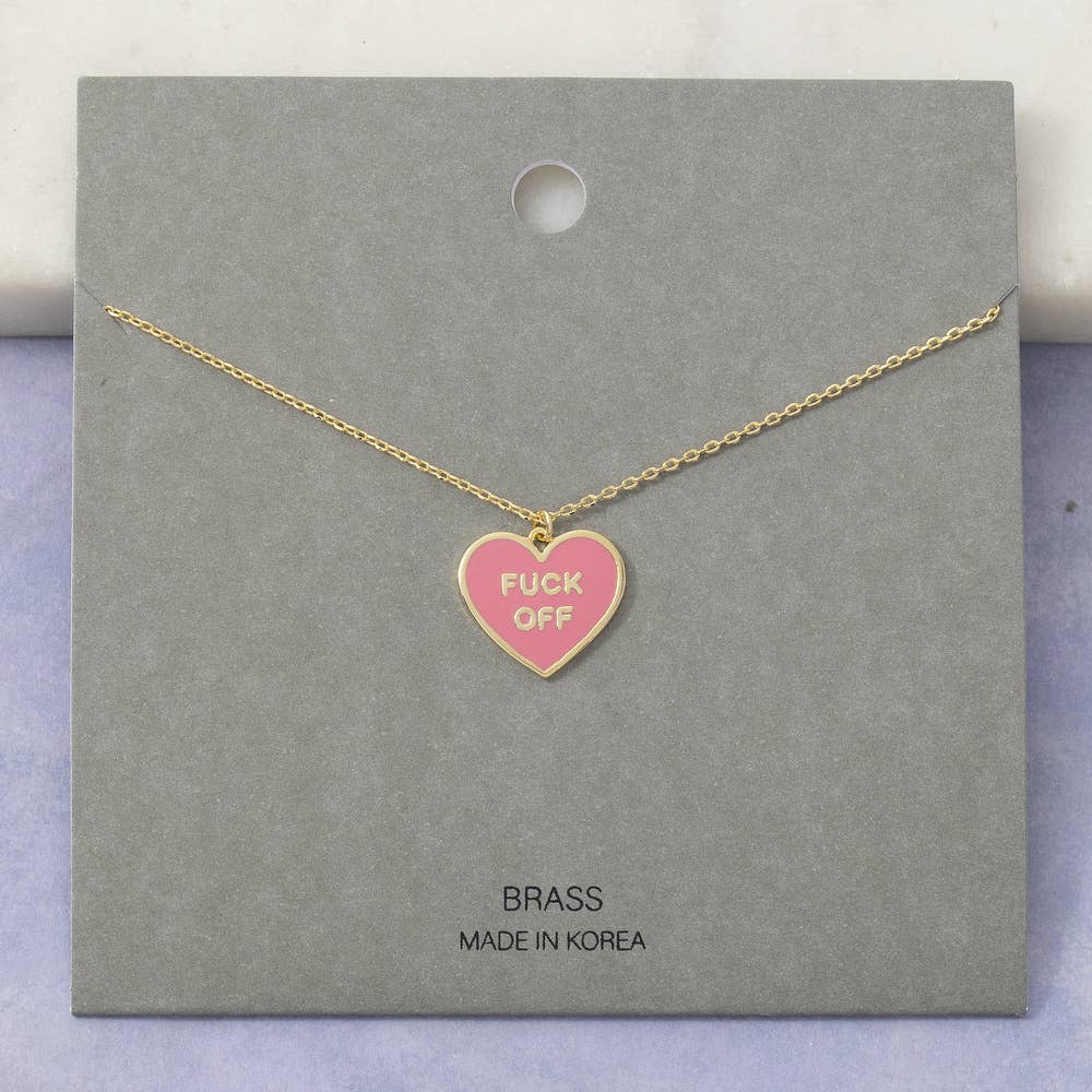 Enamel Heart Statement Pendant Necklace: PK