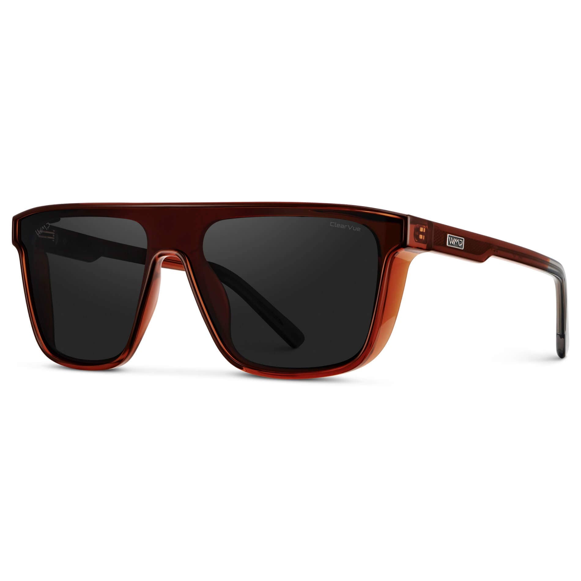 Jett - Men's Rectangular Polarized Shield Sport Sunglasses: Crystal Verde / Brown Lens