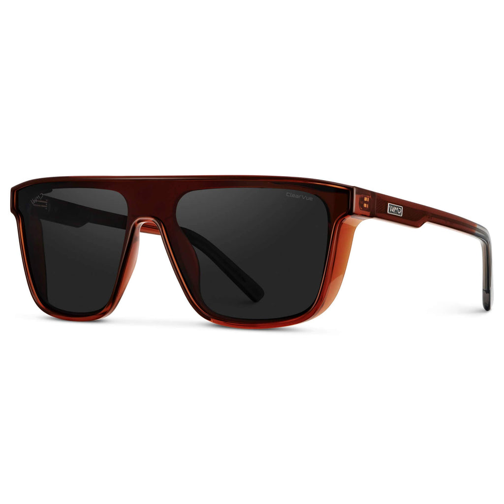 Jett Men's Polarized Shield Sport Sunglasses: Crystal Steel Blue / Smoke Grey Lens