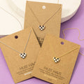 Gold Dipped Epoxy Checkered Heart Pendant Necklace: G