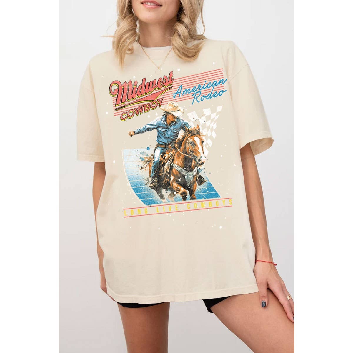 MIDWEST COWBOY AMERICAN RODEO OVERSIZED MINERAL GRAPHIC TEE: Mineral Black / S-M-L-XL(1-2-2-1)
