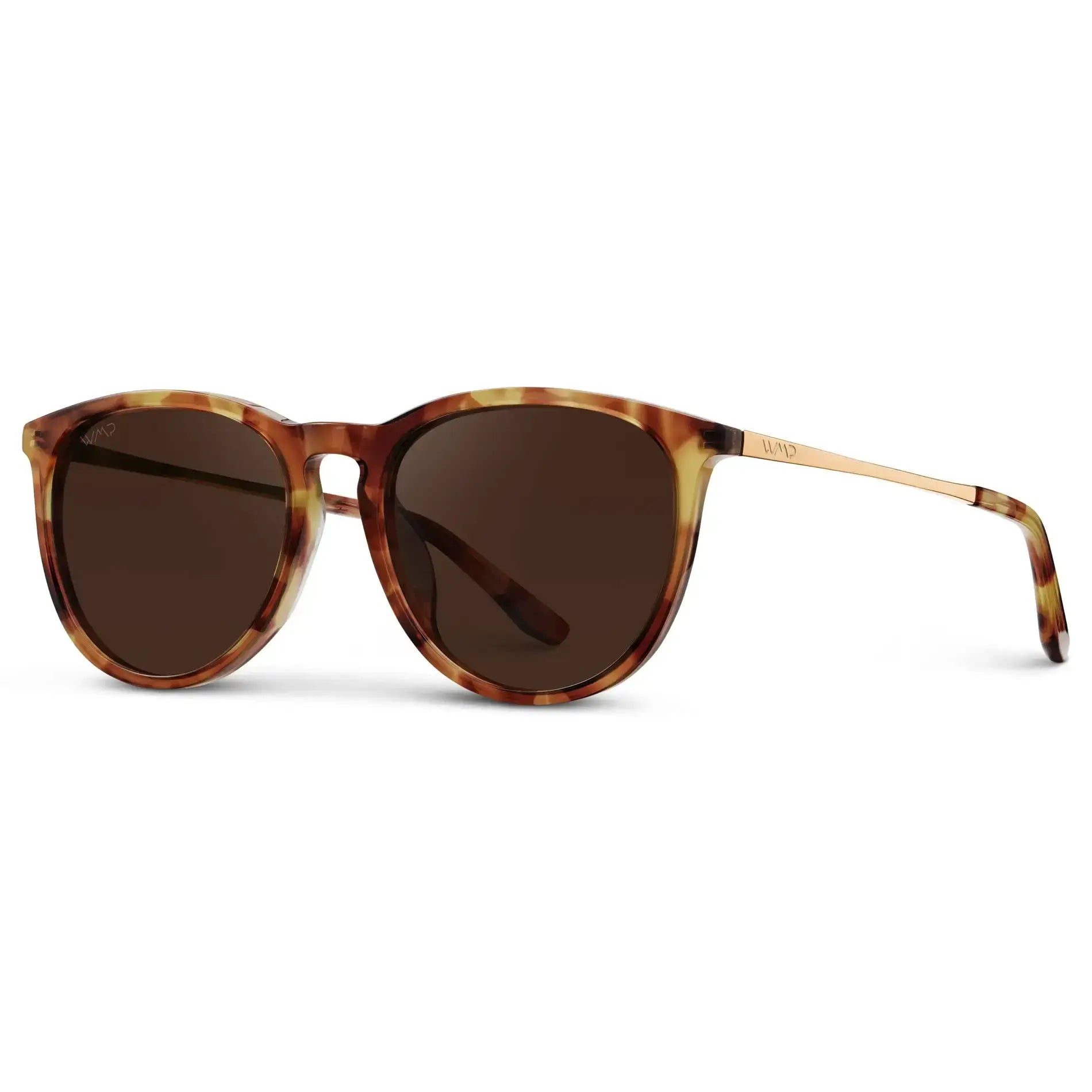 Drew - Women's Polarized Round Sunglasses: Tortoise / Brown Lens