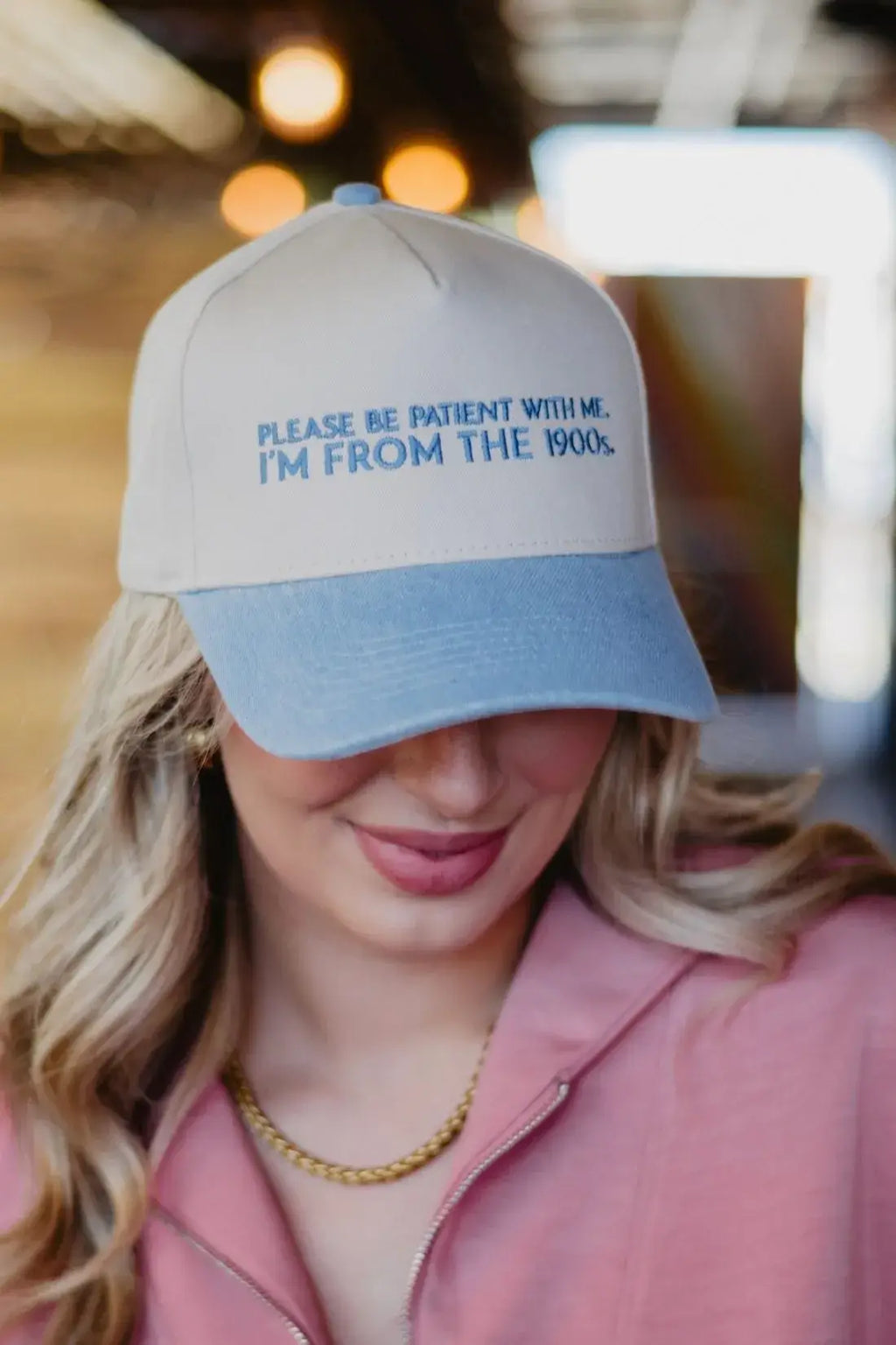 Please Be Patient With Me I'm From The 1900s Trucker Hat: Denim and Tan