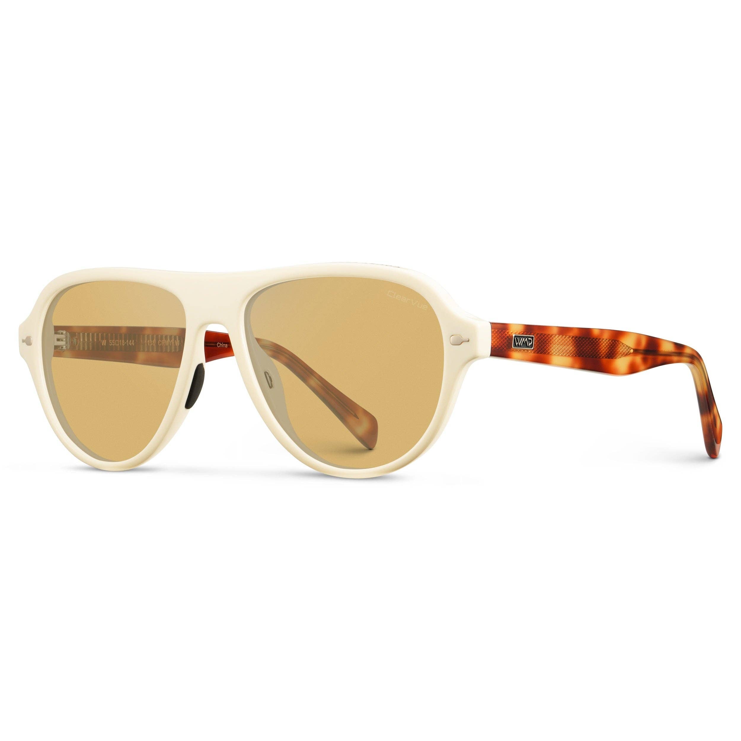 Volley - Women's Aviator Sport Sunglasses: Ivory Tortoise / Yellow Tinted Lens