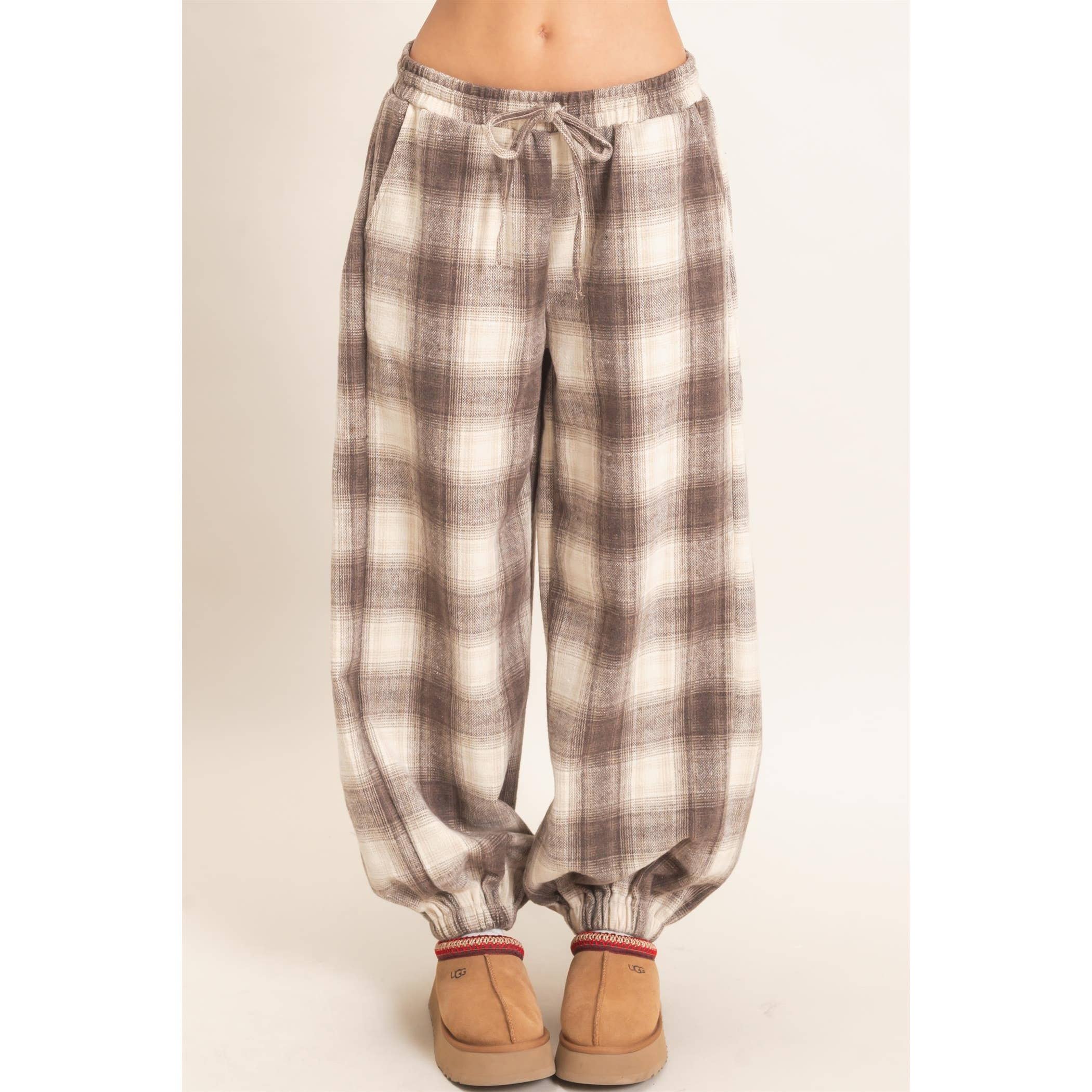 Plaid Drawstring Joggers
