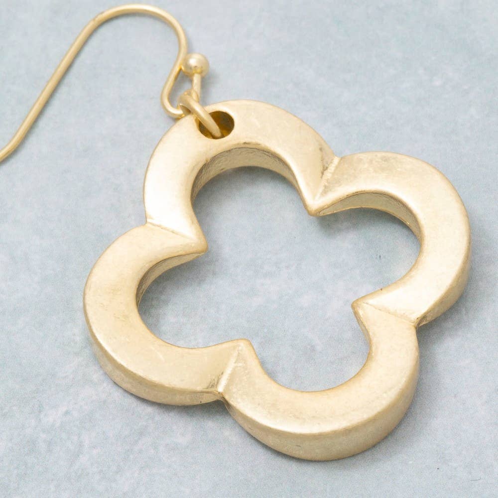 Gold Vintage Clover Dangle Earrings