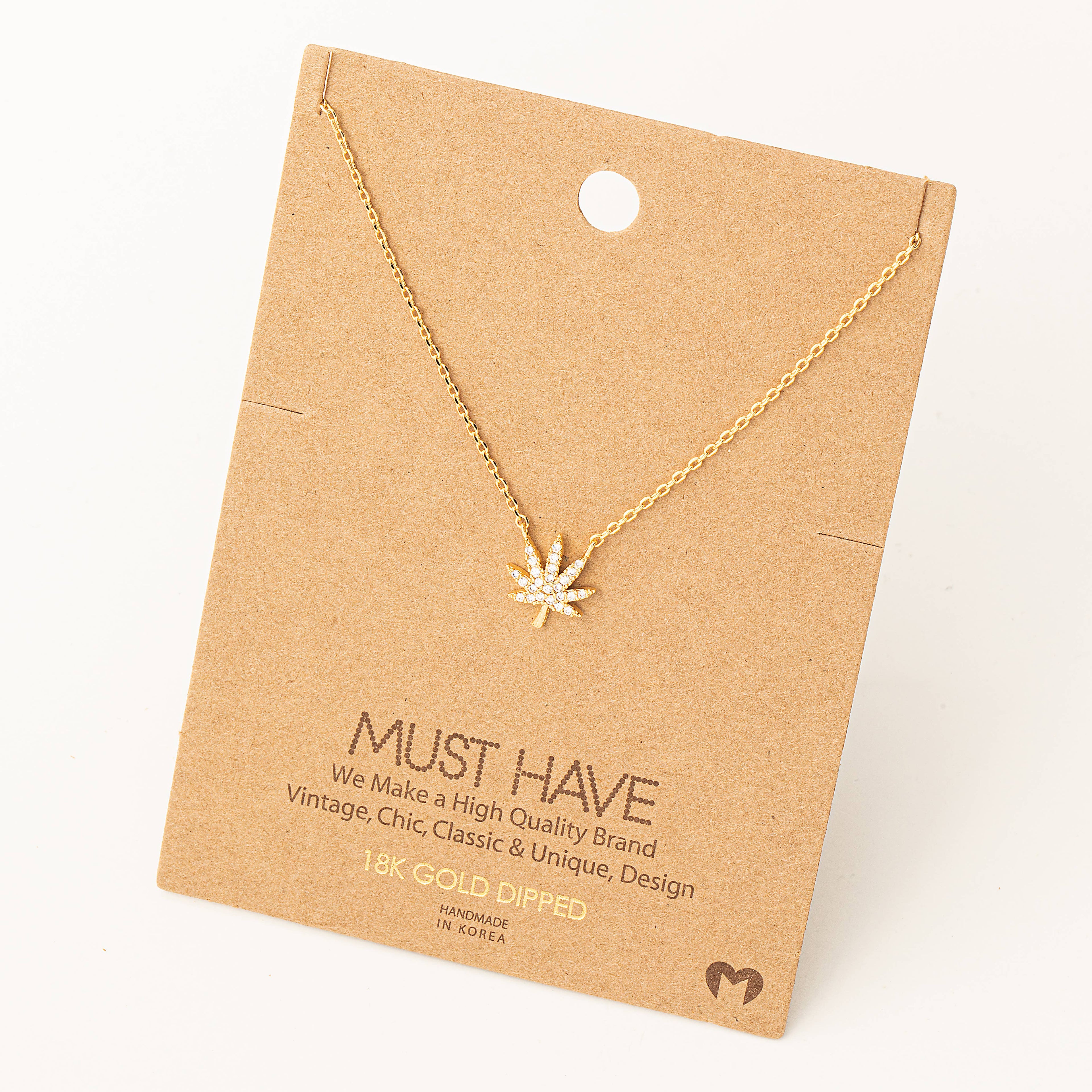 Jewel Cannabis Pendant Necklace: G