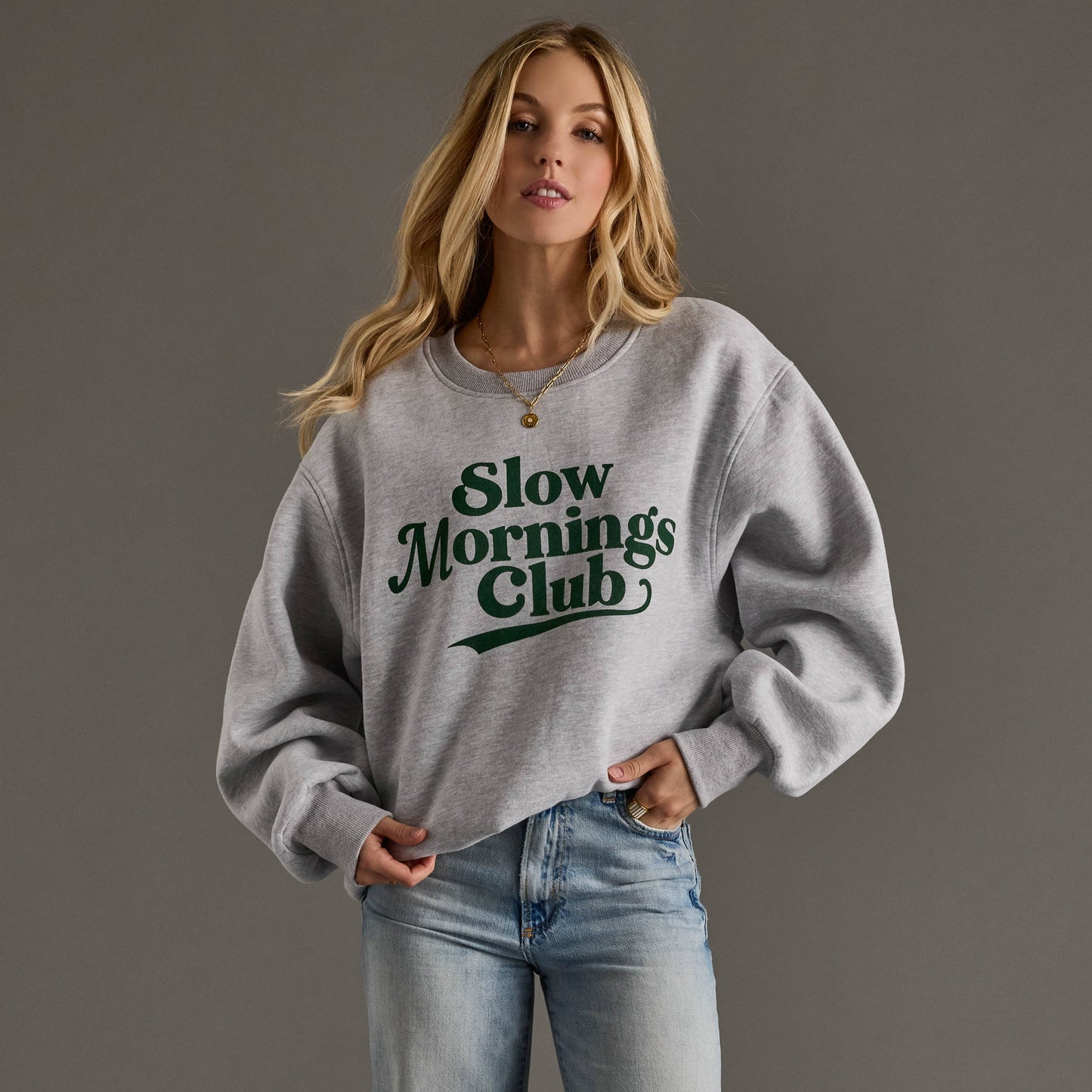 Gray Slow Mornings Club Sweatshirt