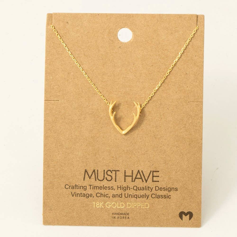 Gold Dipped Antler Pendant Necklace: R