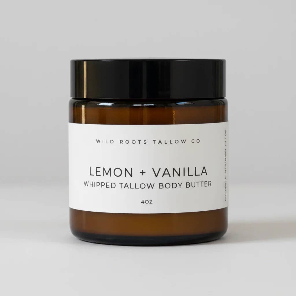 Lemon + Vanilla Tallow Body Butter | Brightening Body Whip: 4oz