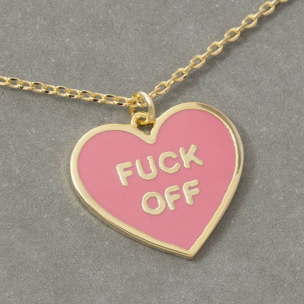 Enamel Heart Statement Pendant Necklace: PK