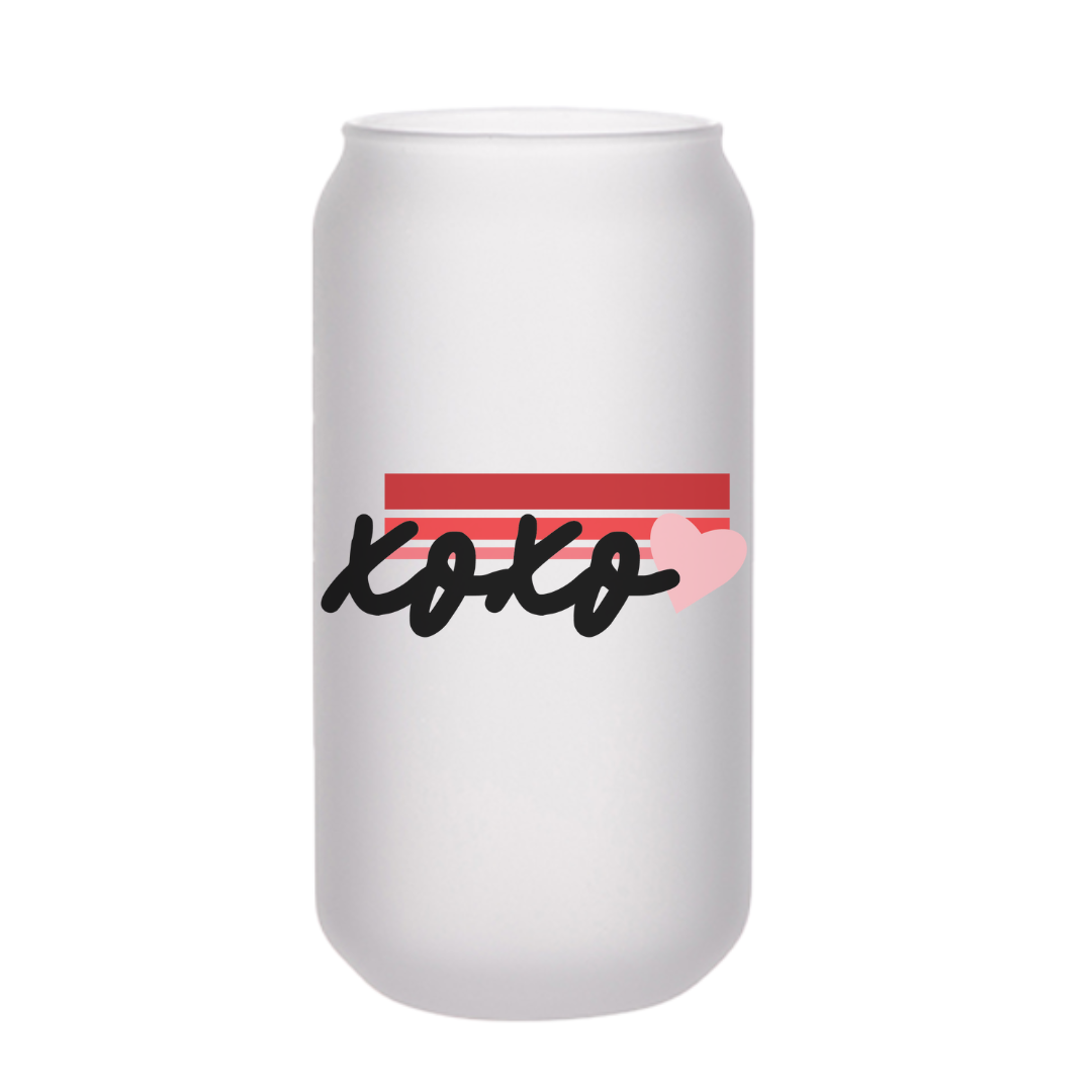 18 oz XOXO Valentine Frosted Beer Can Glass Cup