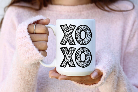 15 oz XOXO Ceramic Coffee Mug, Valentines Mug