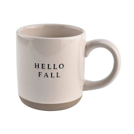 Hello Fall - Cream Stoneware Coffee Mug - 14 oz